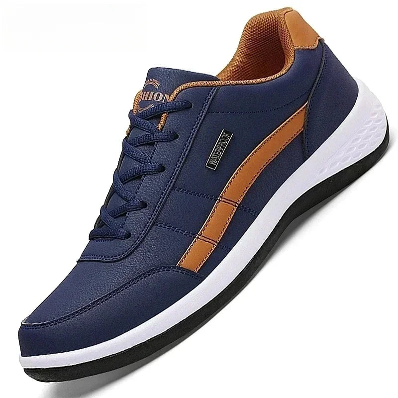 Men’s Vulcanized Leather Sneakers – Waterproof, Comfortable