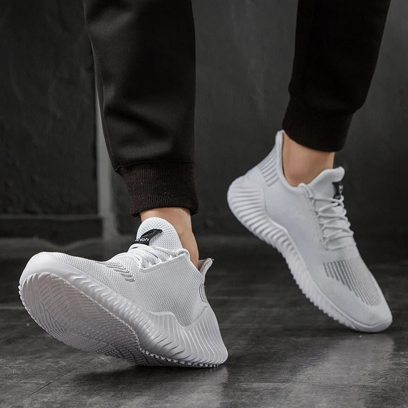 Men’s White Sneakers – Breathable, Lightweight, Casual/Gym