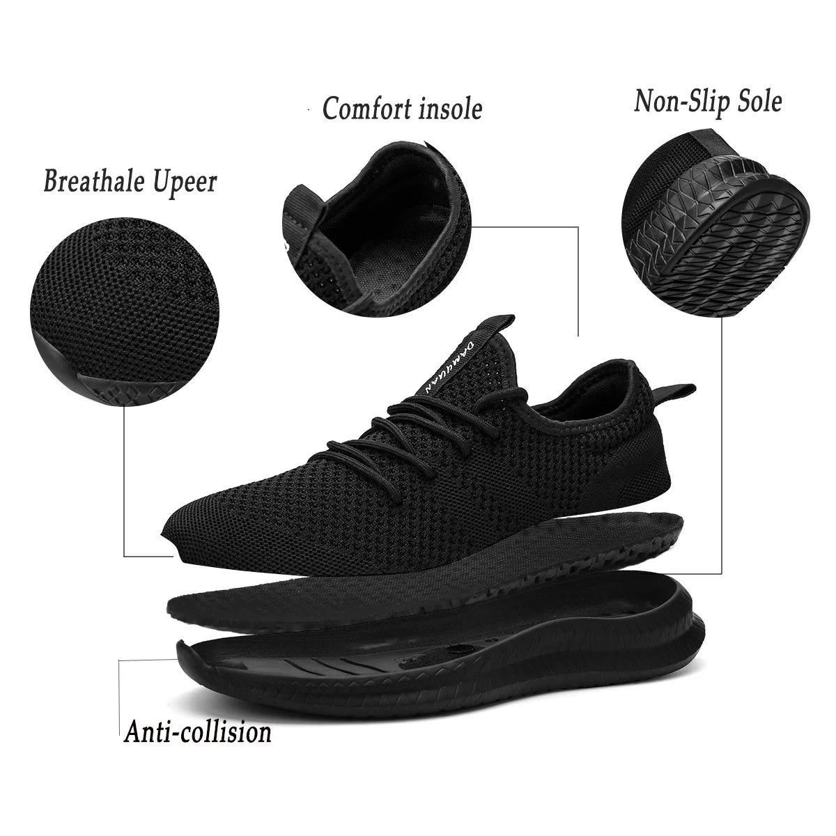 Men’s Sneakers – Breathable Mesh, Gym & Casual