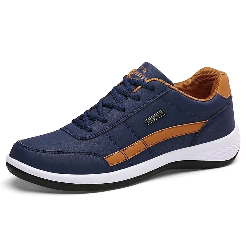 Men’s Vulcanized Leather Sneakers – Waterproof, Comfortable